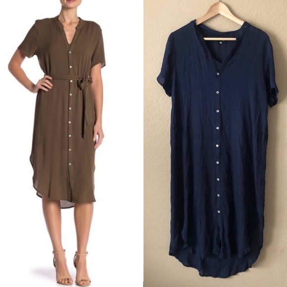 NWOT Dee elly button down dress navy blue - Picture 1 of 5